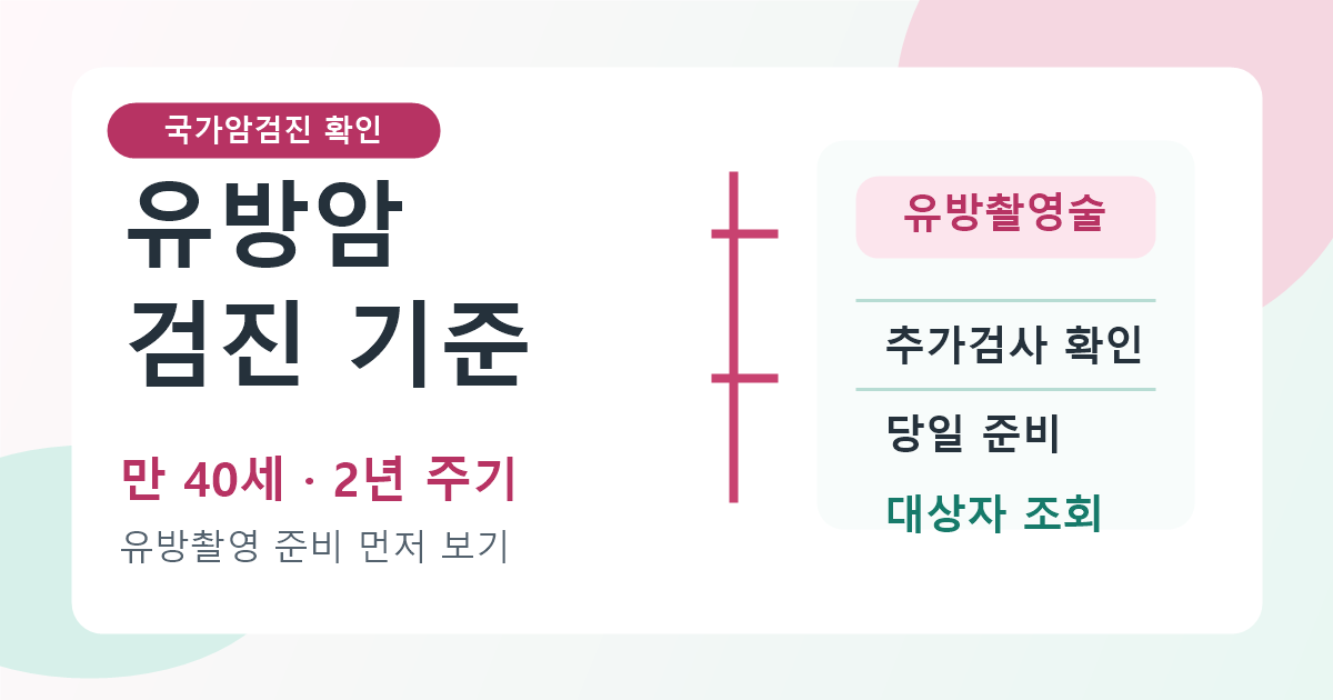 유방암 검진 기준, 만 40세 2년 주기와 유방촬영 준비 먼저 보기