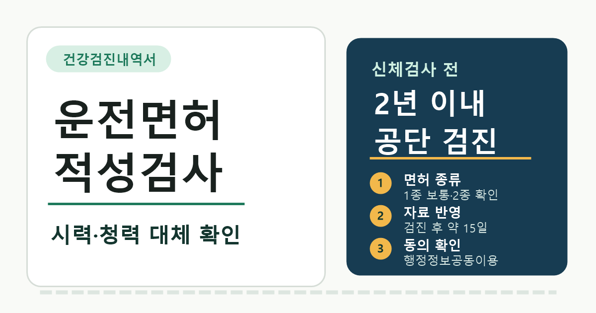 운전면허 적성검사용 건강검진내역서, 시력·청력 대체 확인 기준